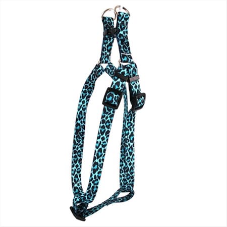 Leopard Teal Step-In Harness - Large